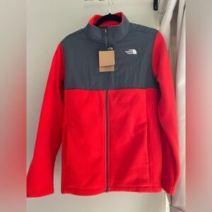North Face red zip fleece jacket